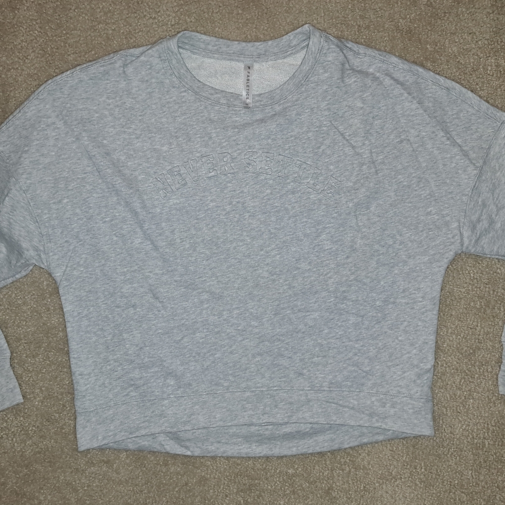 Fabletics Medium Heather Gray Cropped Sweatshirt … - image 1